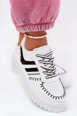 Best Sneakersy Damskie Na Platformie Biało-Czarne Ofenale Damskie Buty Sportowe Na Platformie|Sneakersy Damskie