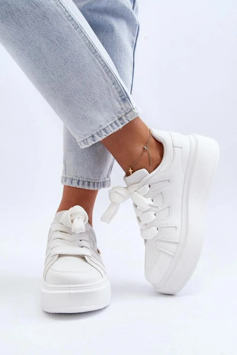 Discount Sneakersy Damskie Na Platformie Białe Asylia Damskie Buty Sportowe Na Platformie|Sneakersy Damskie