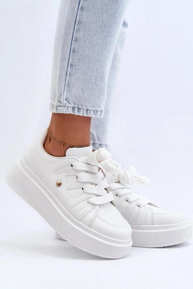 Discount Sneakersy Damskie Na Platformie Białe Asylia Damskie Buty Sportowe Na Platformie|Sneakersy Damskie