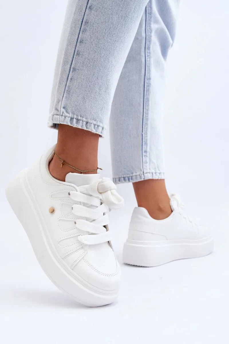 Discount Sneakersy Damskie Na Platformie Białe Asylia Damskie Buty Sportowe Na Platformie|Sneakersy Damskie