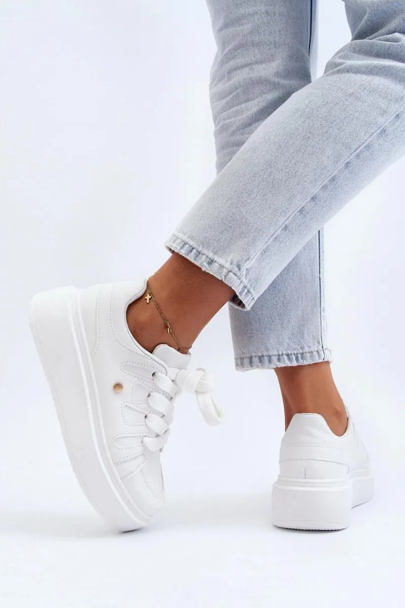 Discount Sneakersy Damskie Na Platformie Białe Asylia Damskie Buty Sportowe Na Platformie|Sneakersy Damskie