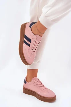 Hot Sneakersy Damskie Na Platformie Z Eko Skóry Różowe Ediriella Damskie Sneakersy Damskie