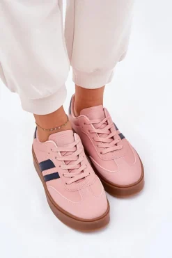 Hot Sneakersy Damskie Na Platformie Z Eko Skóry Różowe Ediriella Damskie Sneakersy Damskie