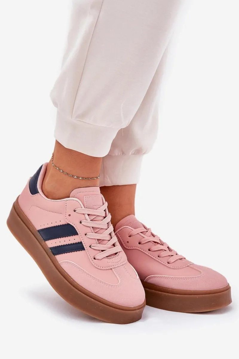 Hot Sneakersy Damskie Na Platformie Z Eko Skóry Różowe Ediriella Damskie Sneakersy Damskie