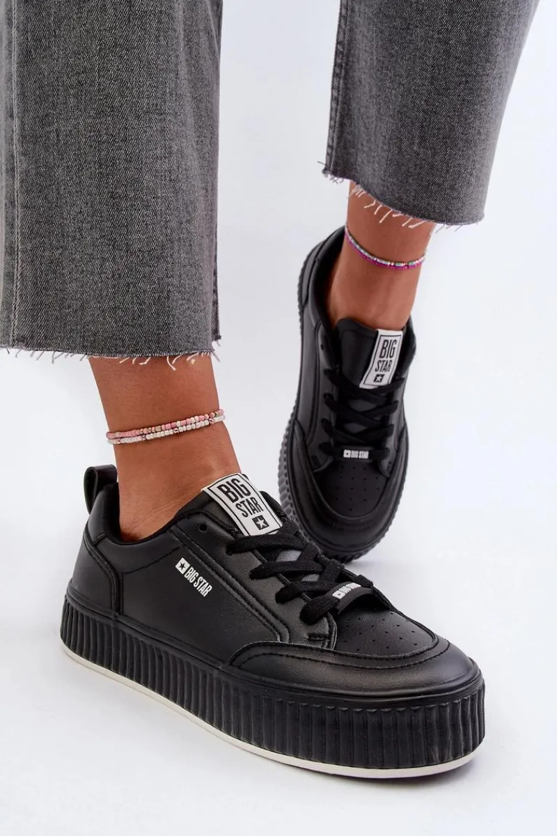 Clearance Sneakersy Damskie Na Platformie Big Star NN274255 Czarne Damskie Buty Sportowe Big Star|Sneakersy Damskie