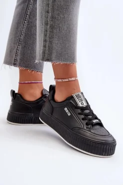 Clearance Sneakersy Damskie Na Platformie Big Star NN274255 Czarne Damskie Buty Sportowe Big Star|Sneakersy Damskie