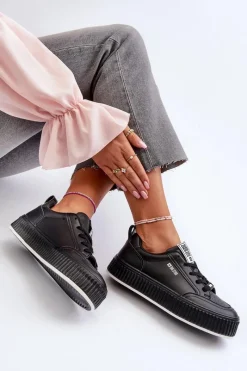 Clearance Sneakersy Damskie Na Platformie Big Star NN274255 Czarne Damskie Buty Sportowe Big Star|Sneakersy Damskie