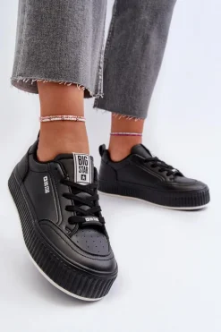 Clearance Sneakersy Damskie Na Platformie Big Star NN274255 Czarne Damskie Buty Sportowe Big Star|Sneakersy Damskie