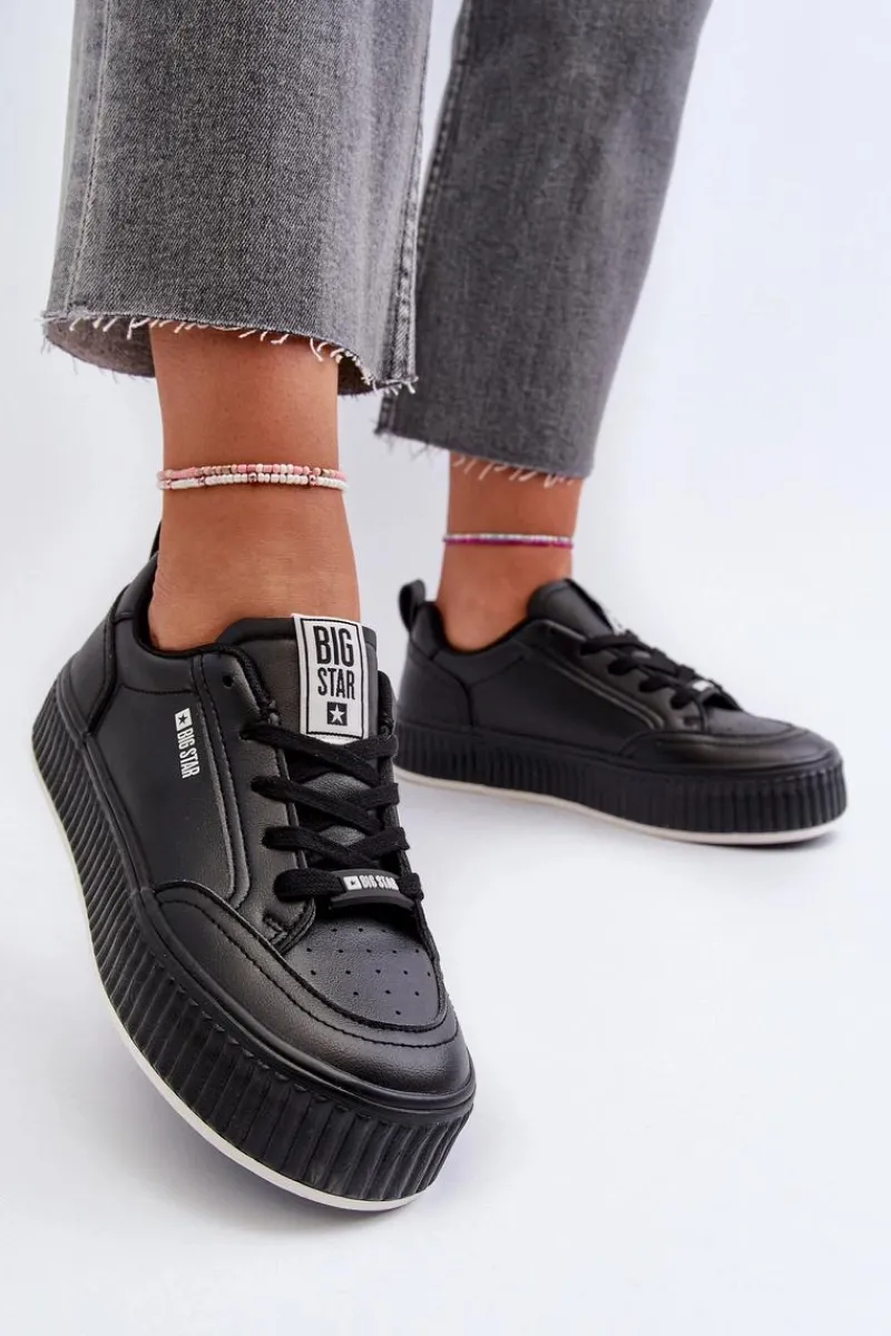 Clearance Sneakersy Damskie Na Platformie Big Star NN274255 Czarne Damskie Buty Sportowe Big Star|Sneakersy Damskie