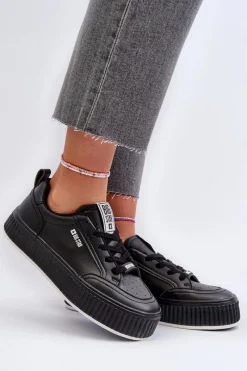 Clearance Sneakersy Damskie Na Platformie Big Star NN274255 Czarne Damskie Buty Sportowe Big Star|Sneakersy Damskie
