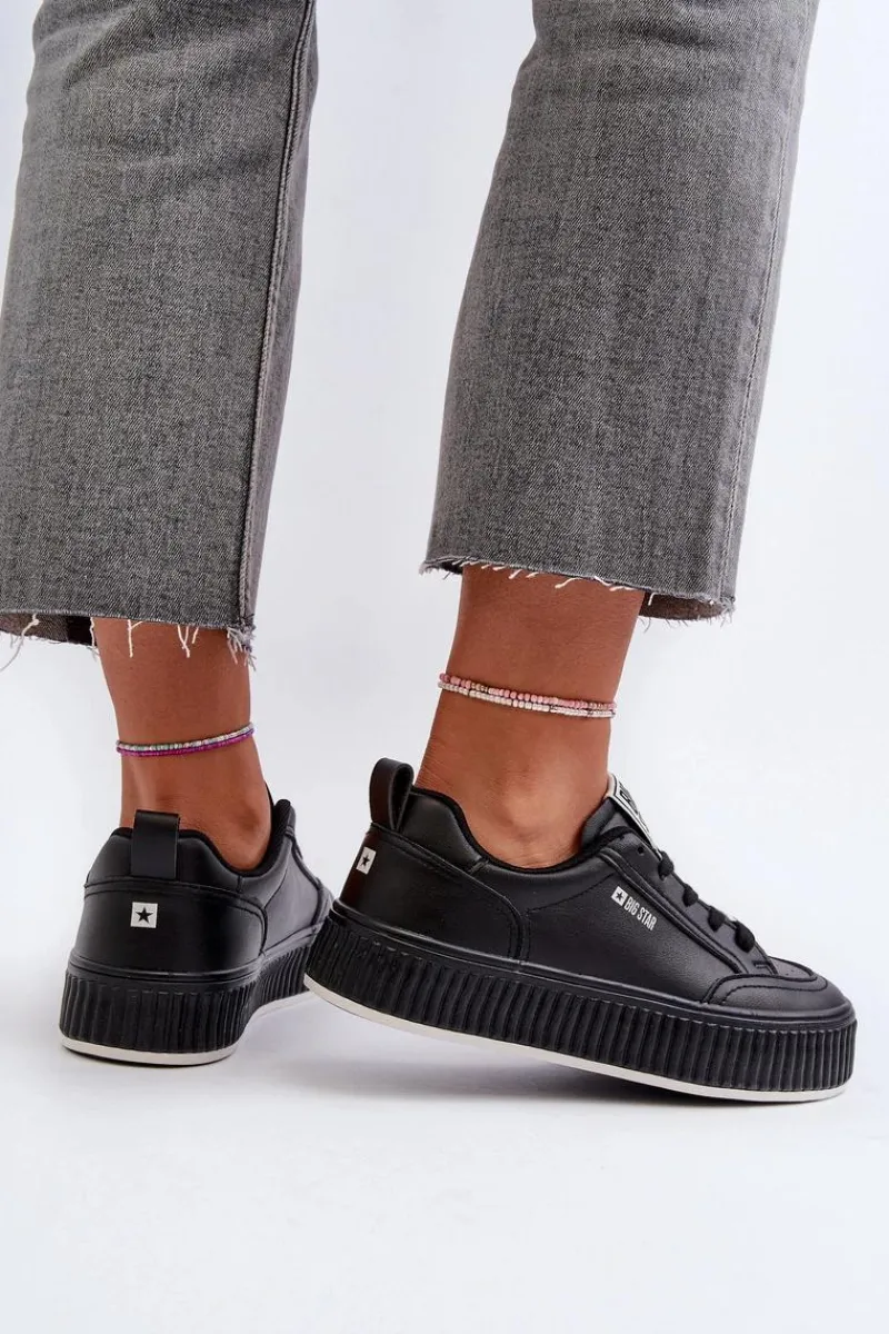 Clearance Sneakersy Damskie Na Platformie Big Star NN274255 Czarne Damskie Buty Sportowe Big Star|Sneakersy Damskie