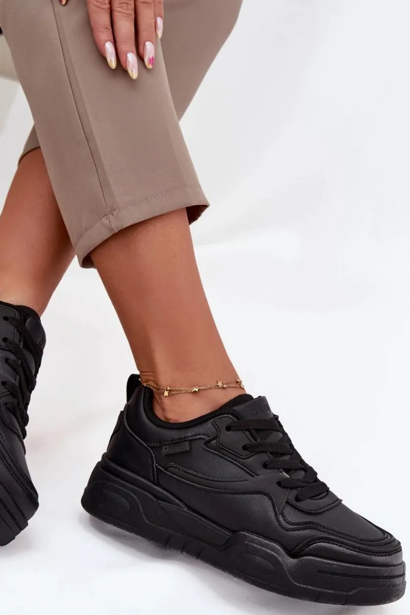 Big Star Shoes Sneakersy Damskie Na Platformie Big Star SS274589 HI-POLY SYSTEM Czarne Czarny