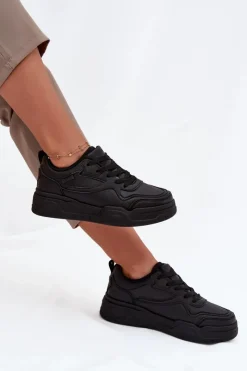 Big Star Shoes Sneakersy Damskie Na Platformie Big Star SS274589 HI-POLY SYSTEM Czarne Czarny