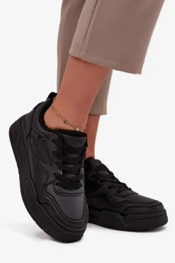 Big Star Shoes Sneakersy Damskie Na Platformie Big Star SS274589 HI-POLY SYSTEM Czarne Czarny