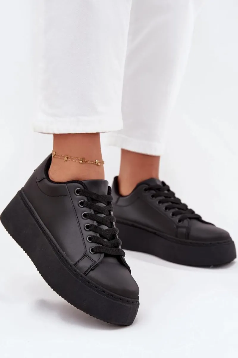 Discount Sneakersy Damskie Na Platformie Czarne Sallira Damskie Buty Sportowe Na Platformie|Sneakersy Damskie