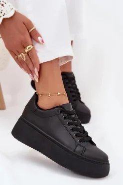 Discount Sneakersy Damskie Na Platformie Czarne Sallira Damskie Buty Sportowe Na Platformie|Sneakersy Damskie