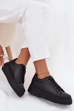 Discount Sneakersy Damskie Na Platformie Czarne Sallira Damskie Buty Sportowe Na Platformie|Sneakersy Damskie