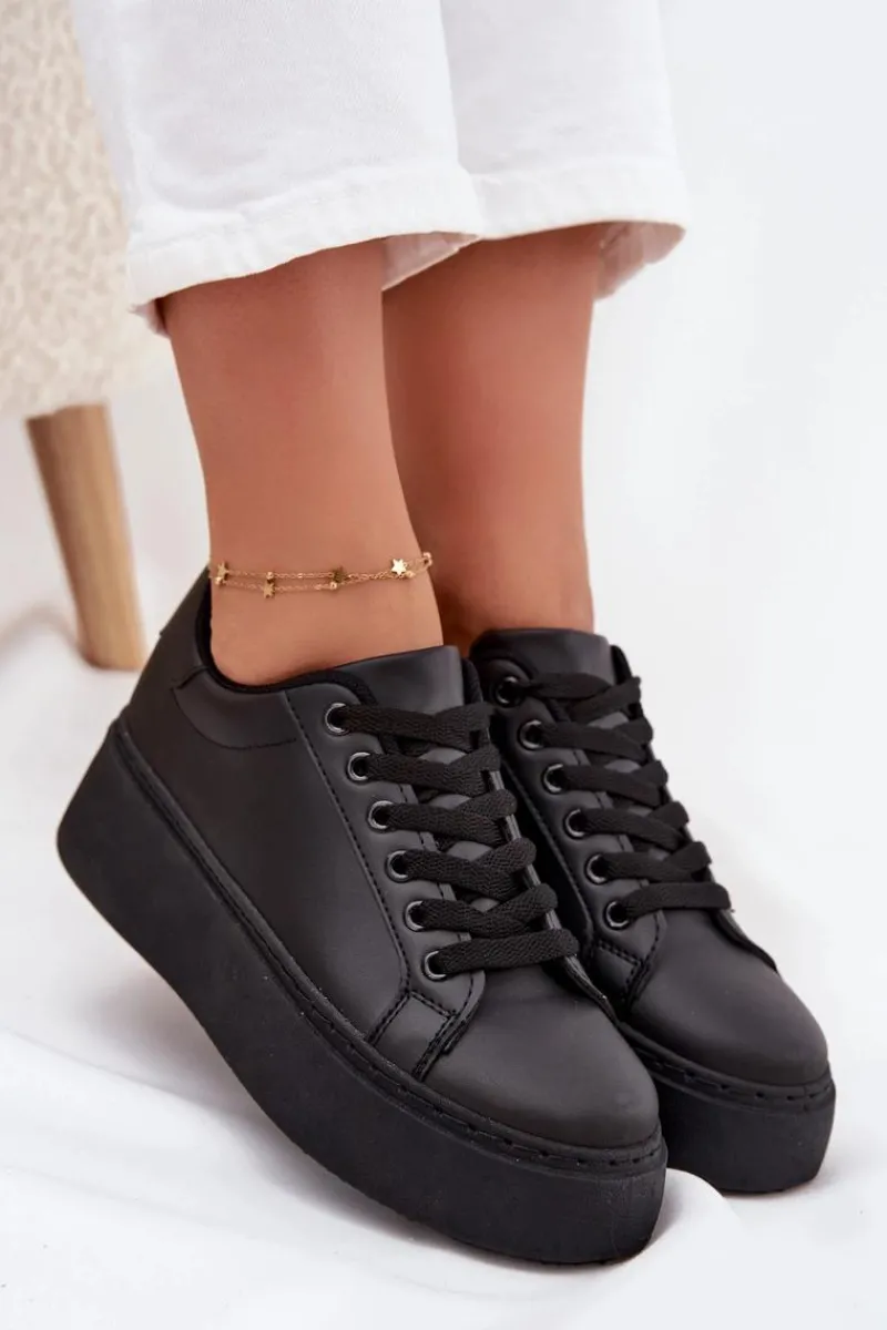 Discount Sneakersy Damskie Na Platformie Czarne Sallira Damskie Buty Sportowe Na Platformie|Sneakersy Damskie