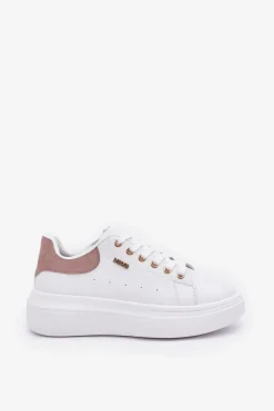 Buty Sportowe Na Platformie|Sneakersy Damskie></noscript>Boto Sneakersy Damskie Na Platformie Eko Skóra Białe Lelandine