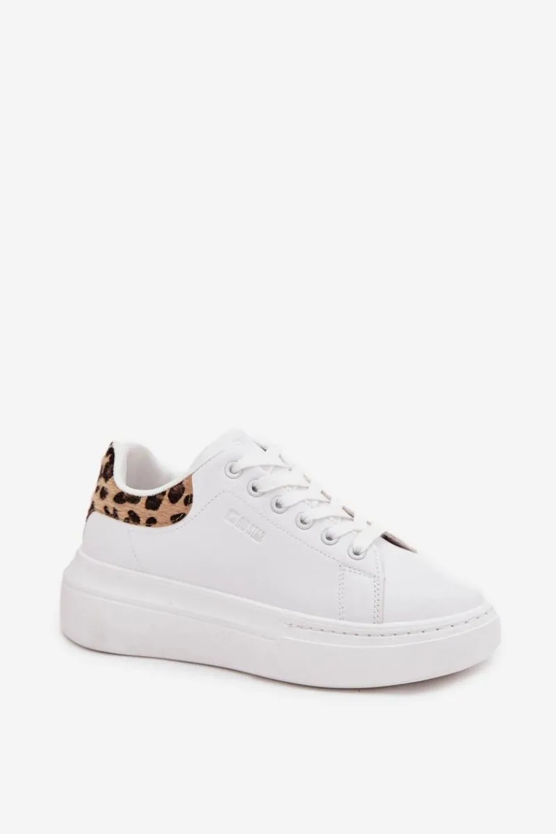 Sneakersy Damskie>Big Star Shoes Sneakersy Damskie Na Platformie Big Star SS274247 Białe Panterka Biały