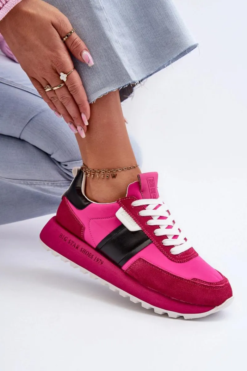 Big Star Shoes Sneakersy Damskie Na Platformie Big Star NN274500 Memory Foam System Fuksja