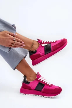 Big Star Shoes Sneakersy Damskie Na Platformie Big Star NN274500 Memory Foam System Fuksja
