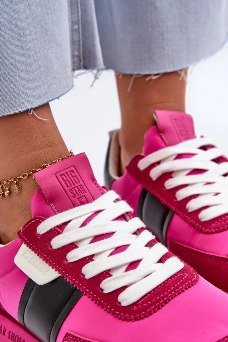 Big Star Shoes Sneakersy Damskie Na Platformie Big Star NN274500 Memory Foam System Fuksja