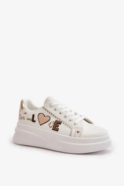 Clearance Sneakersy Damskie Na Platformie Z Ozdobnym Napisem Białe Orlian Damskie Buty Sportowe Na Platformie|Sneakersy Damskie