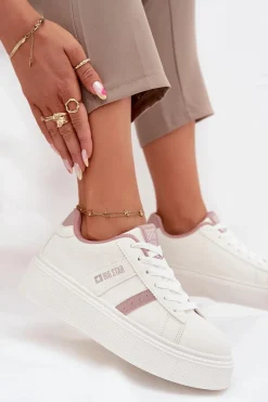 Online Big Star Shoes Sneakersy Damskie Na Platformie Big Star SS274346 Białe