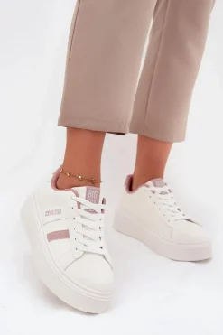 Online Big Star Shoes Sneakersy Damskie Na Platformie Big Star SS274346 Białe