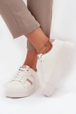 Online Big Star Shoes Sneakersy Damskie Na Platformie Big Star SS274346 Białe