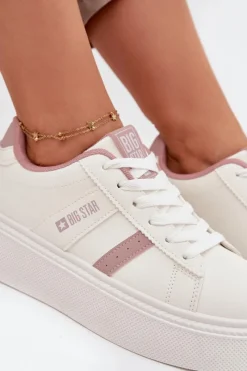 Online Big Star Shoes Sneakersy Damskie Na Platformie Big Star SS274346 Białe