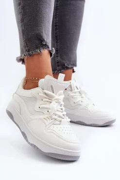 Sneakersy Damskie></noscript>Boto Sneakersy Damskie Na Platformie Białe Etnaria Biały