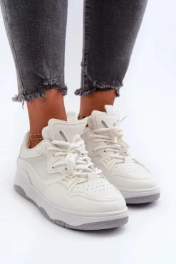 Sneakersy Damskie></noscript>Boto Sneakersy Damskie Na Platformie Białe Etnaria Biały