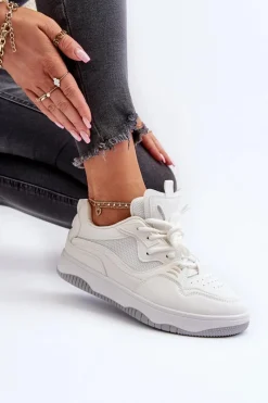 Sneakersy Damskie></noscript>Boto Sneakersy Damskie Na Platformie Białe Etnaria Biały