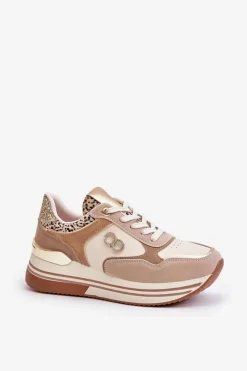 Clearance Boto Sneakersy Damskie Na Platformie Beżowe Debizia