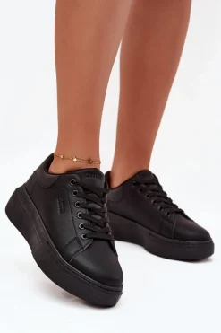 Online Sneakersy Damskie Na Platformie Big Star SS274244 Czarne Damskie Sneakersy Damskie