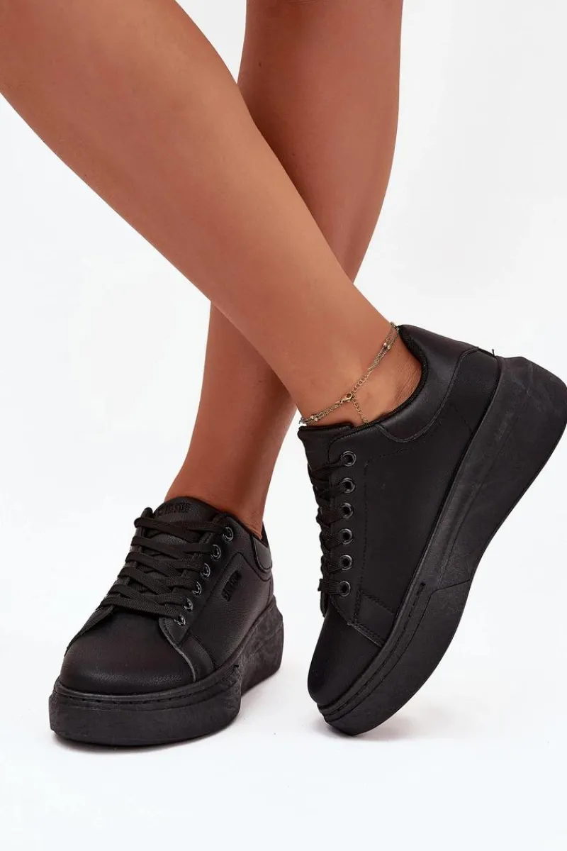 Online Sneakersy Damskie Na Platformie Big Star SS274244 Czarne Damskie Sneakersy Damskie