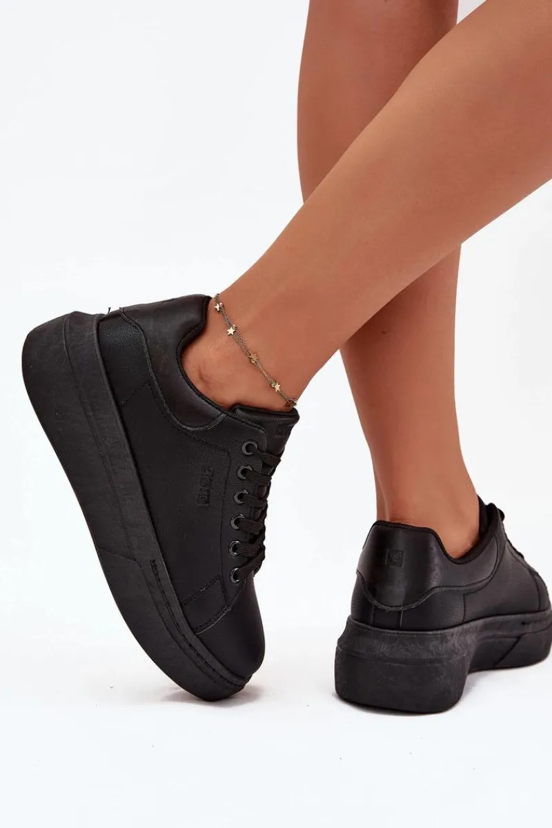 Online Sneakersy Damskie Na Platformie Big Star SS274244 Czarne Damskie Sneakersy Damskie