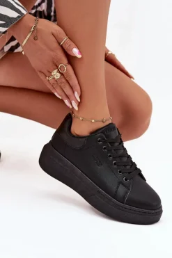 Online Sneakersy Damskie Na Platformie Big Star SS274244 Czarne Damskie Sneakersy Damskie