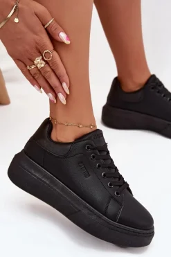 Online Sneakersy Damskie Na Platformie Big Star SS274244 Czarne Damskie Sneakersy Damskie