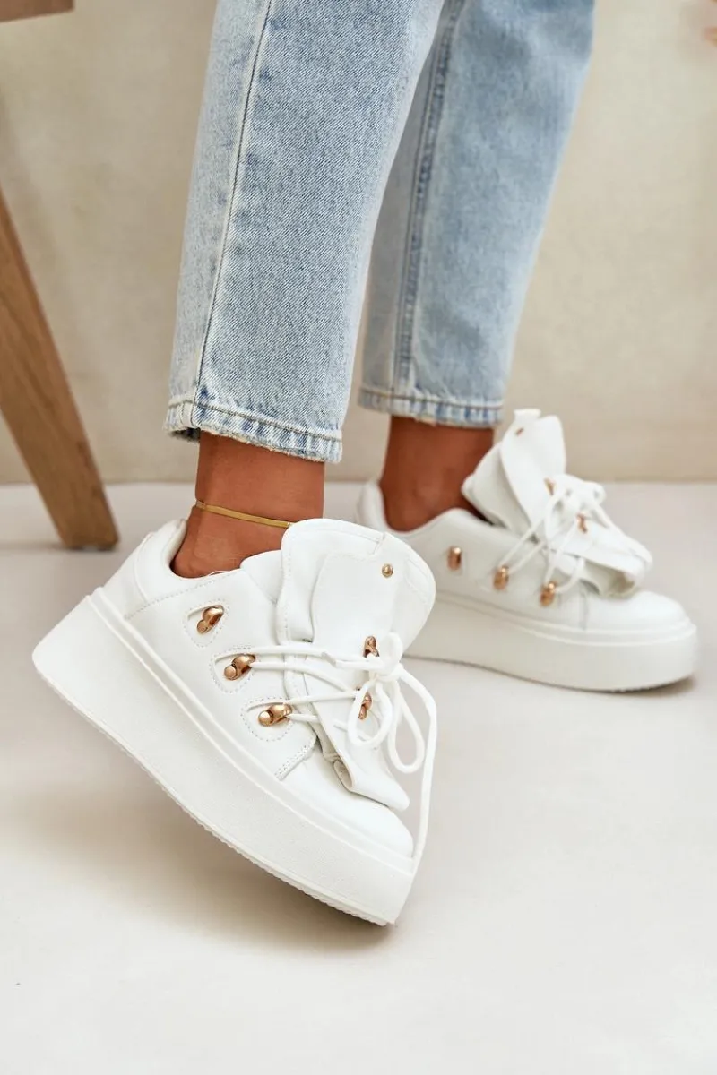 Best Boto Sneakersy Damskie Na Platformie Białe Dolistana Biały