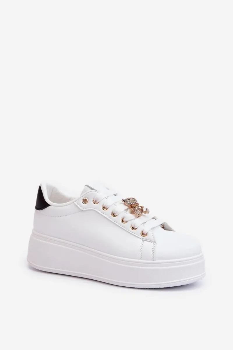 Outlet Boto Sneakersy Damskie Na Platformie Z Misiem Białe Moanda