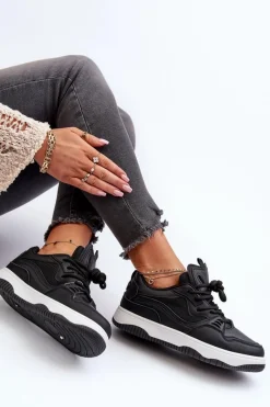 Sale Sneakersy Damskie Na Platformie Czarne Etnaria Damskie Sneakersy Damskie