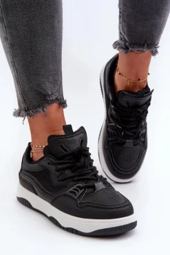 Sale Sneakersy Damskie Na Platformie Czarne Etnaria Damskie Sneakersy Damskie