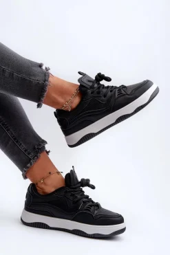 Sale Sneakersy Damskie Na Platformie Czarne Etnaria Damskie Sneakersy Damskie