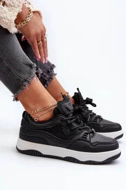 Sale Sneakersy Damskie Na Platformie Czarne Etnaria Damskie Sneakersy Damskie