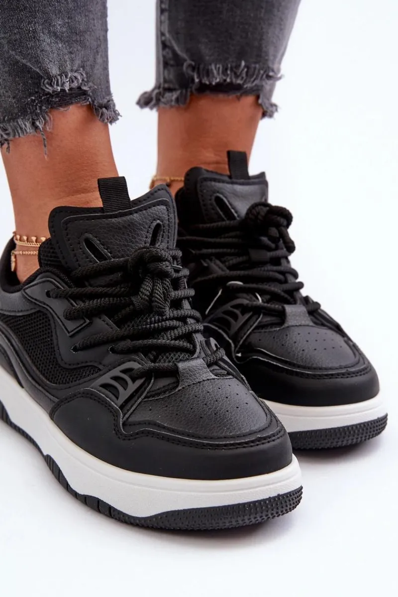 Sale Sneakersy Damskie Na Platformie Czarne Etnaria Damskie Sneakersy Damskie