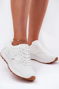 Online Sneakersy Damskie Na Platformie Big Star RR274487 Hi-Poly System Białe Damskie Buty Sportowe Na Platformie|Buty Sportowe Big Star