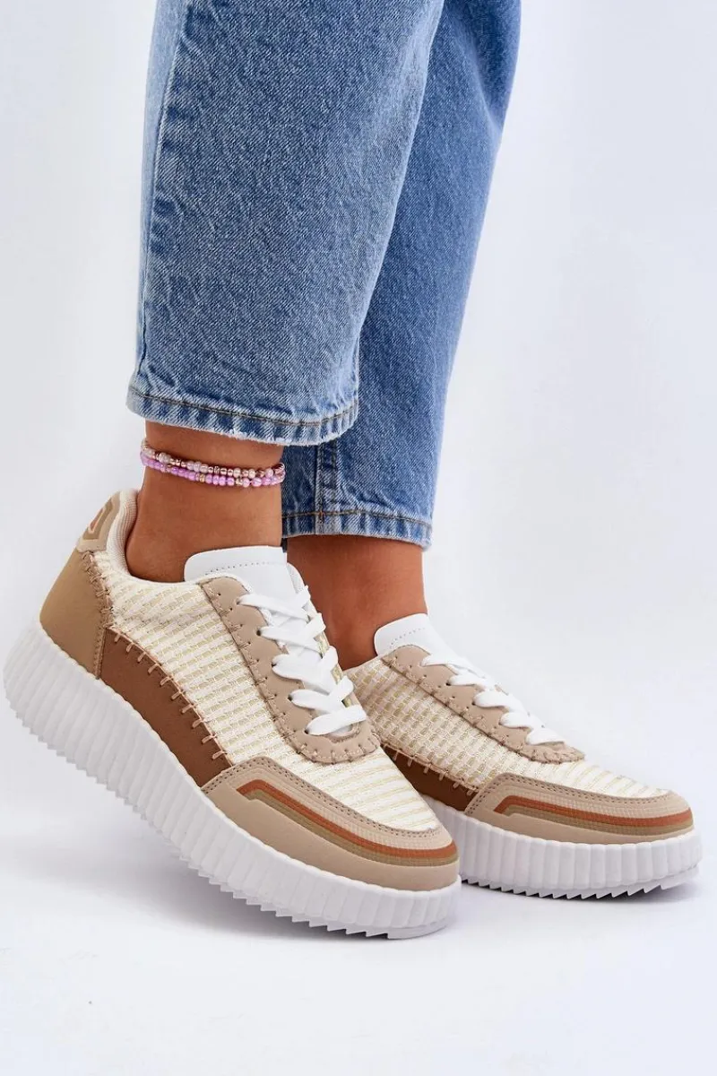 Buty Sportowe Na Platformie|Sneakersy Damskie>Boto Sneakersy Damskie Na Platformie Beżowe Redala Beżowy
